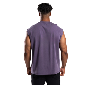 Débardeur sans manches pour homme en coton délavé violet poussiéreux, coupe décontractée, pour le sport, la gym, l'entraînement, le quotidien et la mode estivale - Product Image 2