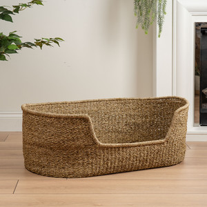 Lit pour animaux de compagnie Artex Hai Nam, tissé à la main, écologique, en herbe de mer douce, portable, pour chiens/chats/lapins, coussin amovible lavable, toutes saisons - Product Image 4