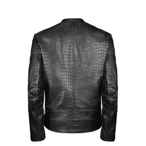 Custom Made Waterproof Hooded <b>Long</b> Sleeve Quick Dry Breathable <b>Men</b> Crocodile Skin Leather <b>Jacket</b> Stand Collar Logo - Product Image 6