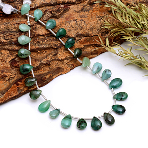 Cuentas de cristal Skota Natural Esmeralda verde, forma de pera suave, piedras preciosas, piedra para hacer joyas - Product Image 2