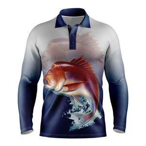 เสื้อตกปลา SFIVE Custom UPF 50 สำหรับผู้ชาย ป้องกันรังสียูวี เสื้อตกปลาโพลีเอสเตอร์แบบสวมหัว สีฟ้า สีเขียว สีแดง - Product Image 1