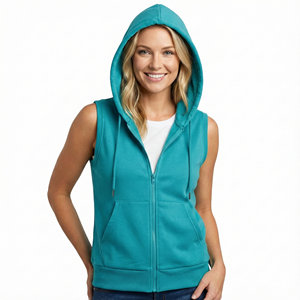 Chalecos con Capucha sin Mangas de Algodón Pesado para Mujer, Estilo Urbano Personalizado, Ajuste Regular, Ideales para Correr y Entrenar, Precio al por Mayor - Product Image 3