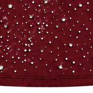 Unisex Burgundy Pearl <b>Studded</b> T <b>Shirt</b> Stylish Round Neck Short Sleeve Pearl Beaded Fashion Top for Everyday Wear and Party - Product Image 6
