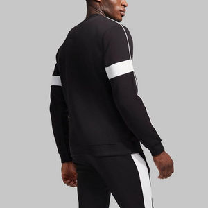 Ensemble de survêtement en coton noir pour homme, col rond, manches longues, couleur unie, style décontracté, coupe régulière, taille élastique, style automne - Product Image 3