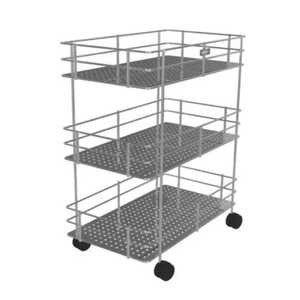 Chariot de rangement mobile à 3 niveaux en métal grillagé pour cuisine, salle de bain et maison, avec étagères et roulettes - Product Image 1