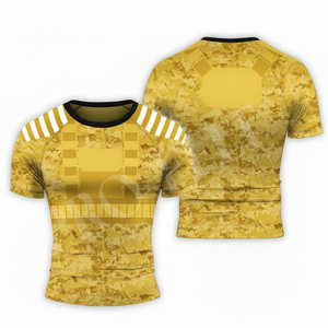 เสื้อแรชการ์ดแขนสั้นลายพรางแบบกำหนดเองสำหรับกิจกรรมกลางแจ้ง ป้องกันรังสียูวี แห้งเร็ว เหมาะสำหรับเล่นเซิร์ฟและว่ายน้ำ - Product Image 4
