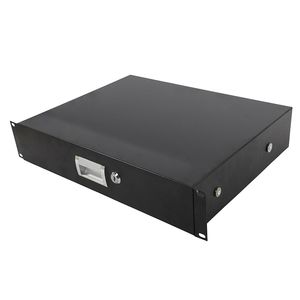 Armadio per Attrezzature DJ in Acciaio Nero 19'' 2U con Cassetti Portaoggetti e Chiavi - Product Image 1