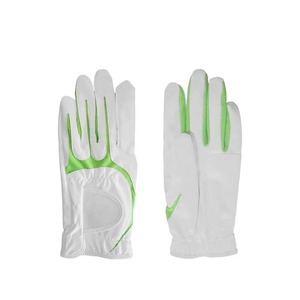 Guantes de golf blancos con material de PU antideslizante verde, cierre de tirar, deportivos unisex - Product Image 5