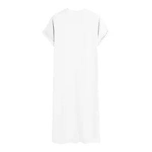 Robe islamique pour hommes, Jubba à manches longues et longueur cheville, avec col montant brodé, en coton anti-boulochage, couleur unie, pour l'Aïd - Product Image 2