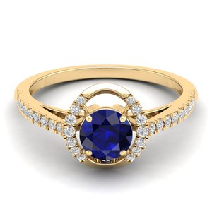 แหวนหมั้นเพชรทรงรัศมี REYES Elegance ทองคำแท้ 14K ประดับเพชรและพลอยไพลินสีน้ำเงิน สำหรับผู้หญิง ขายดี เป็นเครื่องประดับชั้นดี - Product Image 6
