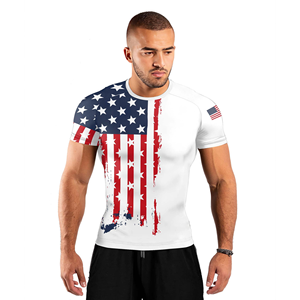 Camiseta Deportiva Unisex de Manga Corta con Estampado de Bandera Americana por Sublimación, Secado Rápido, Transpirable, 100% Poliéster, MMA BJJ, Camisetas Deportivas Personalizadas - Product Image 1