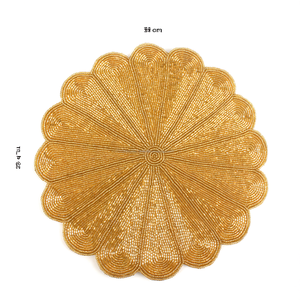 Mantel Individual Redondo de Lujo con Cuentas de Cristal y Diseño Floral para Cocina, Mesa de Comedor, Restaurante y Uso Hotelero - Product Image 3