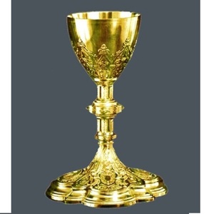Calice en laiton gris brillant, design gravé, fait main, de haute qualité, fournitures religieuses, également idéal comme cadeau. - Product Image 1