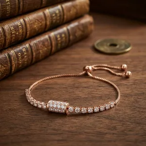 Bracelet tennis tendance de qualité supérieure plaqué or rose avec pierres en zircon, bijoux classiques pour femmes, cadeau - Product Image 2
