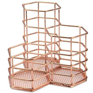 Modern Hexagonal Metal Storage <b>Baskets</b> <b>Stackable</b> Office Organizer Desk Organizer Three-Layer Stainless Steel Freestanding - Product Image 1
