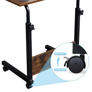 Supporto per Laptop con Ruote e Altezza Regolabile, Tavolino Laterale in Truciolato e Acciaio con Pannello Divisorio - Product Image 4