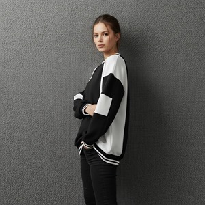 Sweat-shirt pour femme à manches longues en coton avec logo personnalisé de haute qualité, respirant, durable, décontracté, uni - Product Image 6