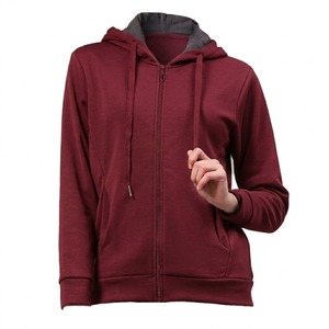 Sudadera con Capucha Verde para Mujer, Cierre de Cremallera, Corte Regular, Tejido de Algodón Transpirable, para Otoño e Invierno - Product Image 3