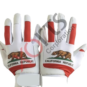 <b>Baseball</b> Batting Gloves Leather Ambidextrous Custom Color White and Red - Product Image 1