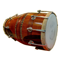 Dholak tipo tornillo, tambor Dholak tipo tornillo, cuerpo de madera con herrajes de afinación metálicos