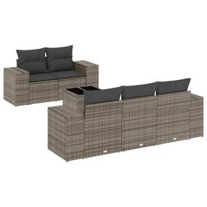 Ensemble de canapés de jardin en rotin gris foncé, mobilier d'extérieur, coussins imperméables, design contemporain - Product Image 2