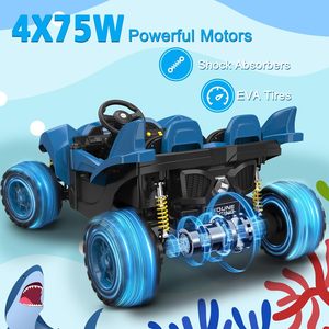 Coche de juguete ANPABO 24V con forma de tiburón con control remoto, camioneta de 2 plazas con amplio espacio para las piernas, motores de 4x75W, faros LED - Product Image 3