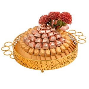 Bandejas de chocolate ecológicas de calidad deluxe, bandeja de chocolate de metal dorado con asa, plato para postres para el hogar y suministros de hotel. - Product Image 2