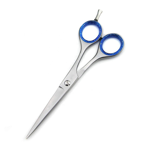 Tijeras de Barbero para Diestros con Detalles Azules, Mango de Cerámica Mediano, Hojas Ligeras de Acero Inoxidable para Cortar y Peinar el Cabello - Product Image 5