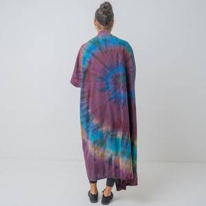 Robe de soirée moderne Tie Dye Summer Resort Wear Robe de soirée à la main Boho Beach Kaftan Kimono Robe Deep V Neck Bandeau Trendy Hot - Product Image 5