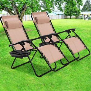 Chaise longue pliante 2 pièces avec fonction zéro gravité, chaises confortables de qualité supérieure - Product Image 2