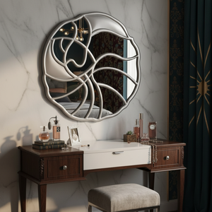 Round Wood Wall <b>Mirror</b> 45 Inch <b>Large</b> Decorative Wooden <b>Frame</b> <b>Mirror</b> for Living Room Bedroom Bathroom Rustic Modern Home Decor - Product Image 4