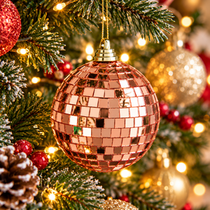 Rose Gold Mirrored <b>Disco</b> Ball Ornaments Reflective Mosaic Christmas Tree Baubles Glam Holiday <b>Decorations</b> Party Hanging Mirror - Product Image 3