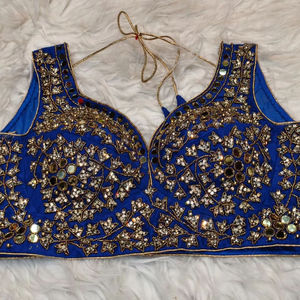 Women's Padded Blue <b>Satin</b> Woven Sweetheart Collar Strap Sleeve Short Crop Top <b>Blouse</b> 100% Silk Breathable Fabric Winter Wedding - Product Image 1