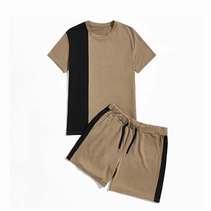 Prix de gros – Ensemble 2 pièces homme été en polyester et coton (T-shirt et short) – Logo personnalisé – Tenue décontractée tendance – Vente en gros OEM - Product Image 1