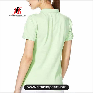 JUST FITNESS GEARS Vente en gros de chemises pour femmes personnalisées en polyester/coton, coupe ajustée décontractée, col uni, respirantes et à séchage rapide - Product Image 2