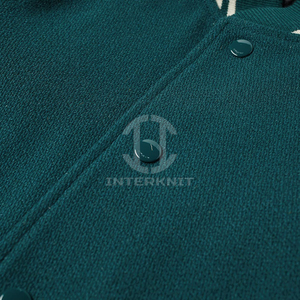 Chaqueta Bomber de Invierno Personalizada con Logotipo OEM, Chaqueta Letterman Verde para Hombre, Informal, de Alta Calidad, Elástica, de Lana, con Insignia Universitaria de Béisbol - Product Image 4