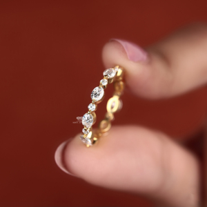Oval and Round Diamond Eternity Band 14K Gold Alternating Diamond <b>Wedding</b> Band Stackable Bridal Ring Anniversary <b>Gift</b> For Her - Product Image 6