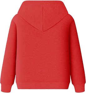 Sweat-shirt à capuche rouge unisexe, coupe classique, décontracté, tricoté, manches longues, couleur unie, pour l'automne - Product Image 2