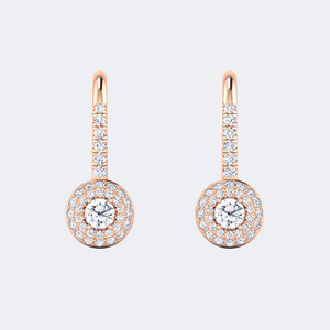 Pendientes colgantes con halo de diamantes de talla redonda de 1.00 CTW en un engaste de joyería fina - Product Image 3