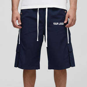 New Fashionable Streetwear Men's Jogger Short Length Breathable Polyester/Cotton Plus Size Custom Printed logo Solid Shorts - Product Image 1