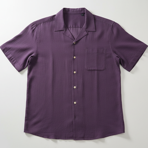 เสื้อเชิ้ตผู้ชายสีพื้นเรียบง่าย แขนสั้น สไตล์สตรีทแวร์ ทันสมัย รับผลิตเสื้อเชิ้ตผู้ชายตามแบบส่วนตัว มีจำหน่าย - Product Image 3