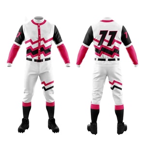 Ensemble de maillots de baseball pour hommes, blanc, rose, noir, imprimé géométrique, manches longues, sublimé, évacuation de l'humidité, coupe classique, toutes saisons - Product Image 3