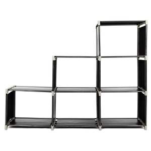 Black 3-Tier 6-Compartment Multifunctional Assembled <b>Storage</b> <b>Shelf</b> Practical Shelving <b>Units</b> - Product Image 4