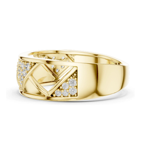 Geometric Diamond <b>Cocktail</b> <b>Ring</b> In Yellow <b>Gold</b> Pave Setting Luxury Unisex Engagement <b>Ring</b> - Product Image 4