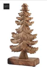 Décoration de Noël moderne en bois faite à la main, écologique, en forme d'arbre, ornement de table pour les fêtes, décoration de la maison - Product Image 3