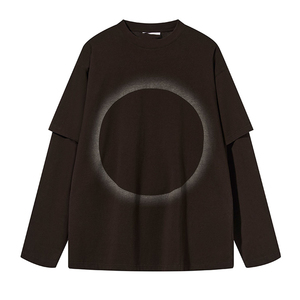 เสื้อยืดแขนยาวผู้ชายลำลอง ผ้าฝ้าย 100% สองชั้น พิมพ์ลายตัวอักษรขนาดใหญ่ ผ้า Worsted ถักทอ - Product Image 3