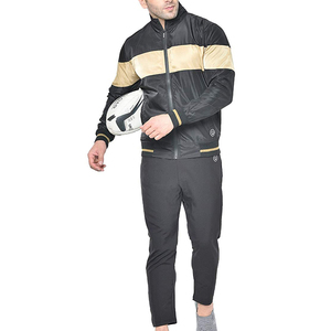 Survêtement Homme Noir et Or à Blocs de Couleurs, Fermeture Éclair Intégrale, Sportif Décontracté, Respirant en Polyester, Idéal pour l'Automne - Product Image 5