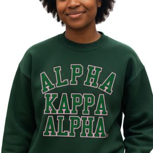 Sweat-shirt à col rond en molleton de coton avec motif graphique Ivy League vert, pull à manches longues, style universitaire décontracté, haut tendance pour femme - Product Image 4