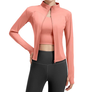 Haut de yoga personnalisé respirant en Spandex/Nylon pour femmes grandes tailles, vestes de fitness durables et légères pour les séances de yoga - Product Image 5