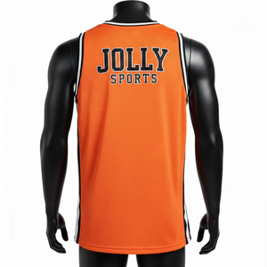 Camiseta de baloncesto premium para hombre de poliéster con paneles de malla GSM, logo de sarga y 100% algodón, corte holgado y estampado. - Product Image 2